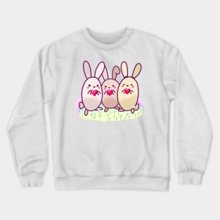 Three cute bunnies with hearts Crewneck Sweatshirt